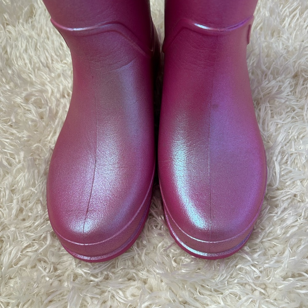 CROCS Shimmer Tall Rain Boots in Metallic Magenta - Picture 2 of 11